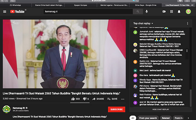 Presiden Jokowi  Tekankan Kepedulian Terhadap Sesama pada Waisak Kali Ini.